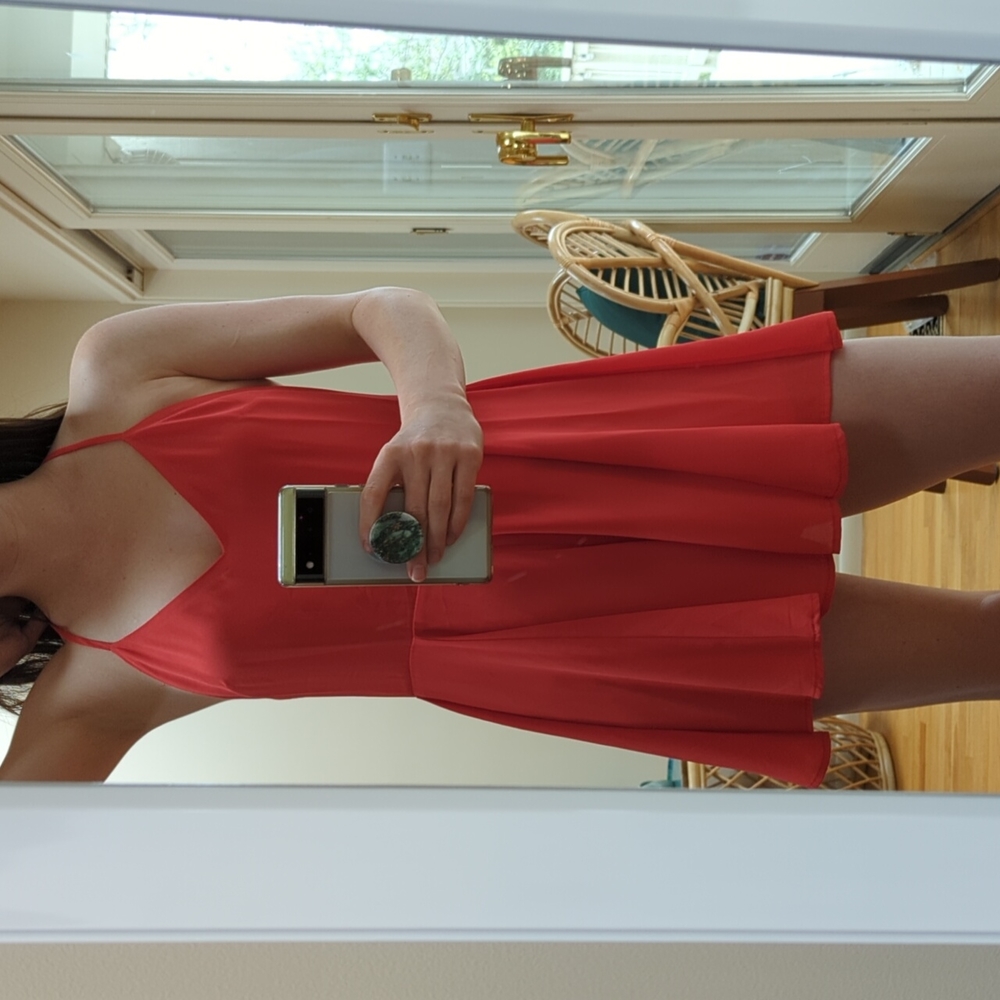 Express Coral Fit and Flare Romper
